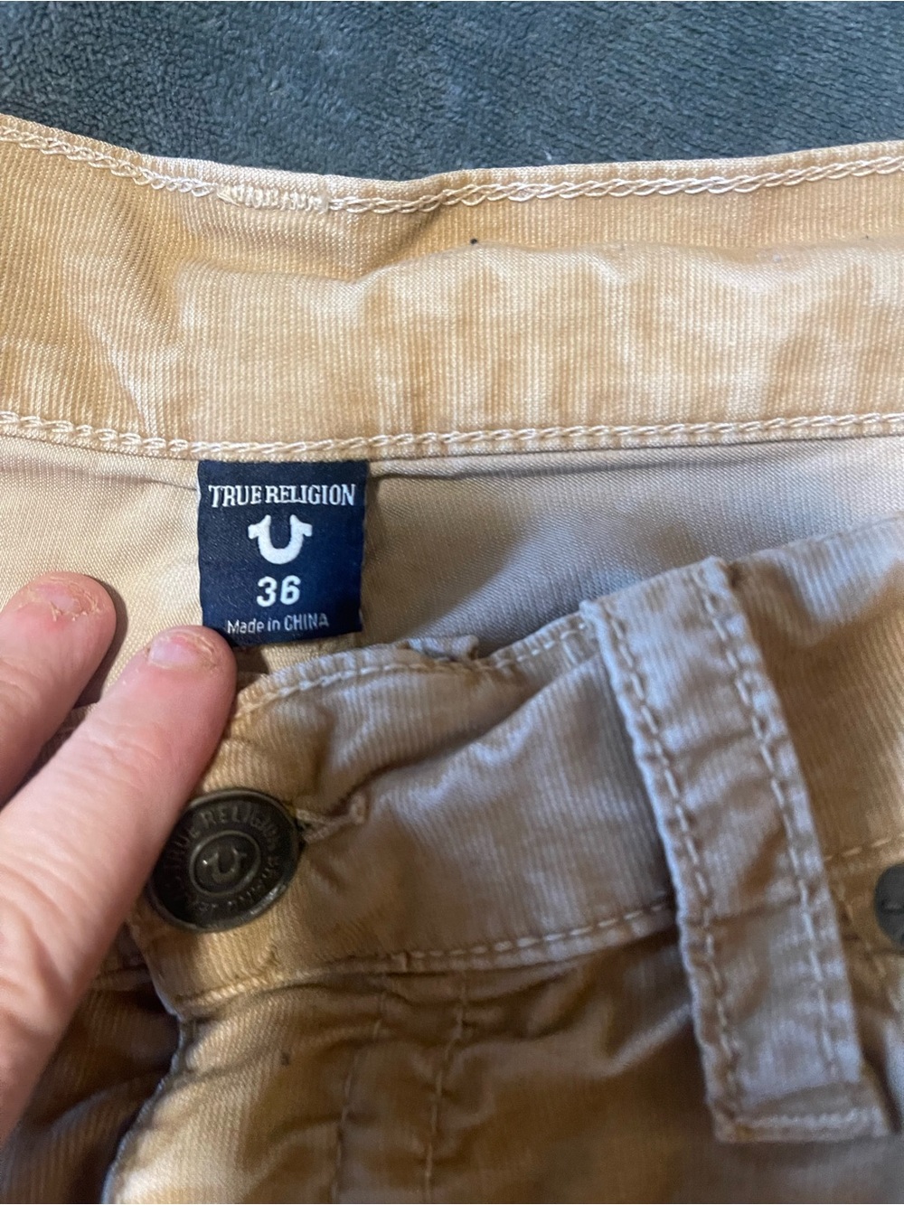 NEW TRUE RELIGION JEANS Men Ricky Big T Straight Lowrise Brown Denims 36x32 - Picture 4 of 6